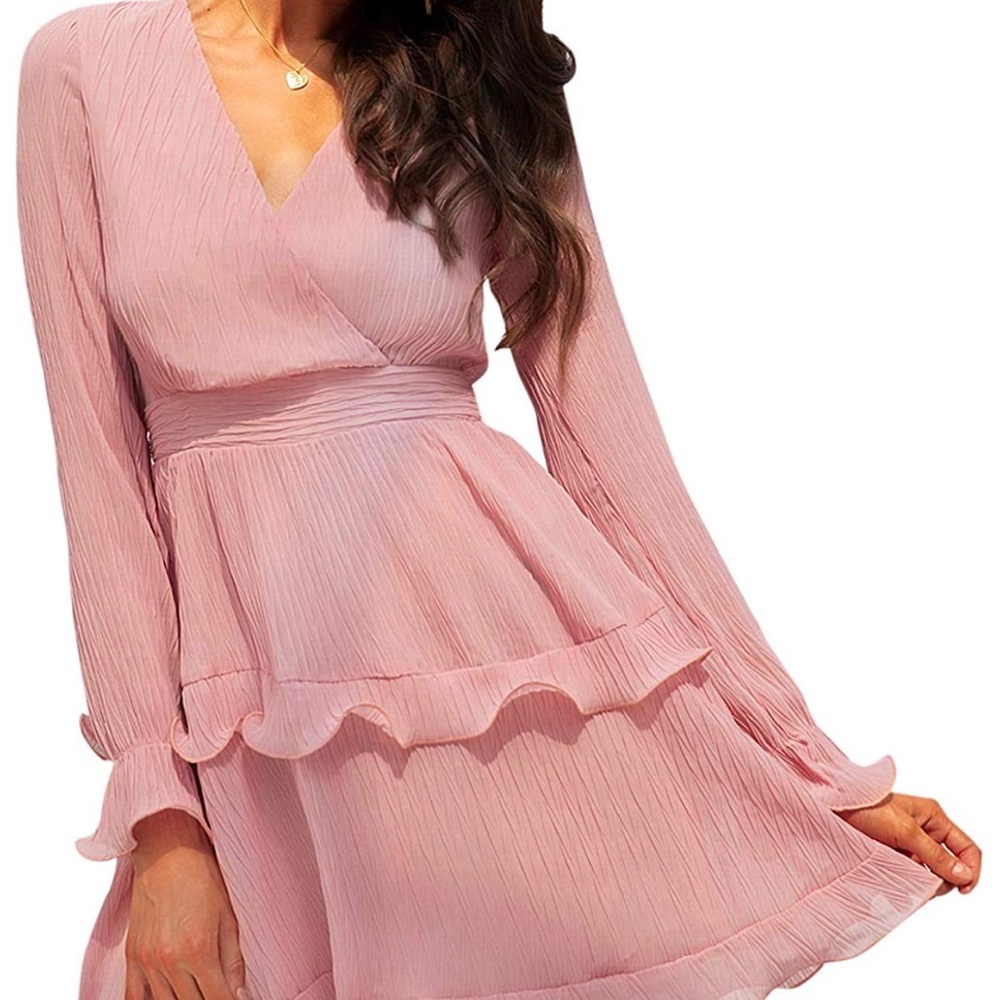 Pink Chiffon Ruffle Dress